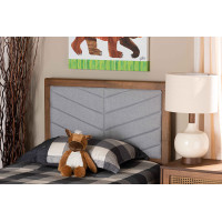 Baxton Studio MG9733-Light Grey/Walnut-Twin-HB Iden Modern and Contemporary Light Grey Fabric Upholstered and Walnut Brown Finished Wood Twin Size Headboard